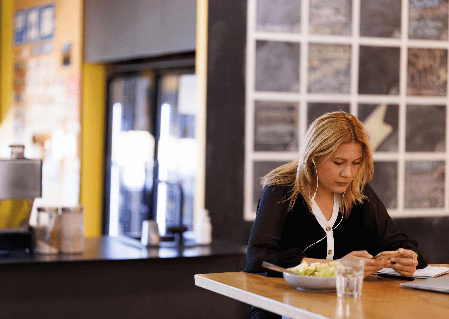 Aboriginal woman in cafe